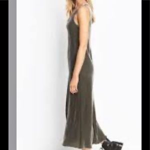 Velvet maxi tank dress in grayish olive color